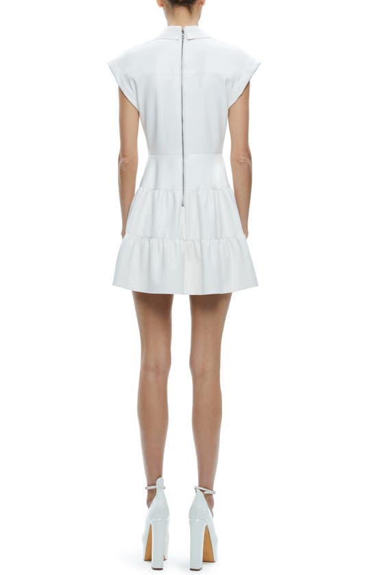 Shop Alice And Olivia Mila Twist Front Faux Leather Dress In Off White