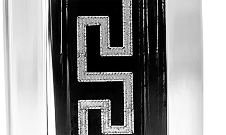 Blackjack Greek Key Hoop Earrings In Black/ Silver
