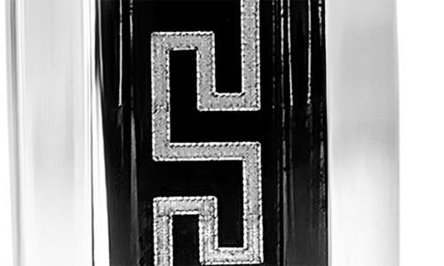Blackjack Greek Key Hoop Earrings In Black/silver
