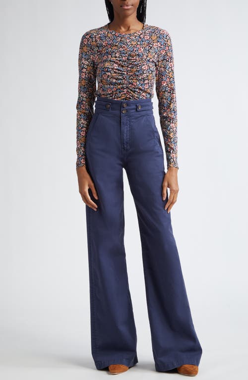 Shop Veronica Beard Maisel High Waist Wide Leg Pants In Marine