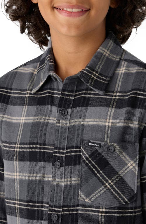 O'neill Kids' Redmond Plaid Flannel Button-up Shirt In Graphite