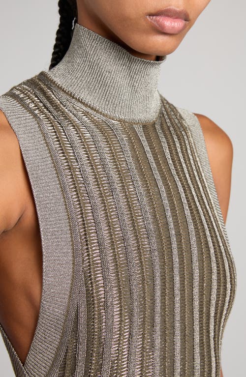 Tom Ford Lurex Ribbed Knit Mini Dress In Fg181 Metallic Olive