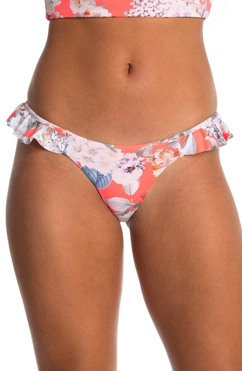 MAAJI Aurora Floret Kali Ruffle Bikini Bottoms, Main, color, ORANGE