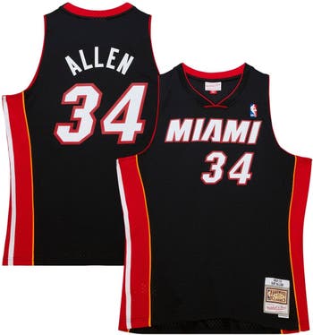 Men's Milwaukee Bucks Ray Allen Mitchell & Ness Black Hardwood Classics  Stitch Name & Number T-Shirt