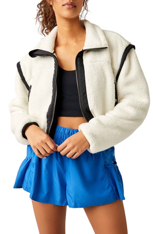 Courtside Faux Shearling Jacket in Ivory Combo