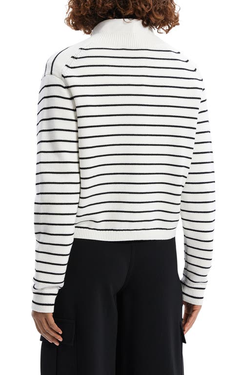 Shop Theory Waverly Stripe Cotton V-neck Crop Sweater In White/black