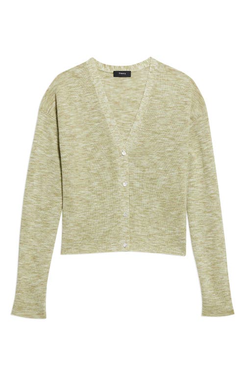 Shop Theory Hanalee Space Dye Linen Blend Cardigan In Key Lime Multi