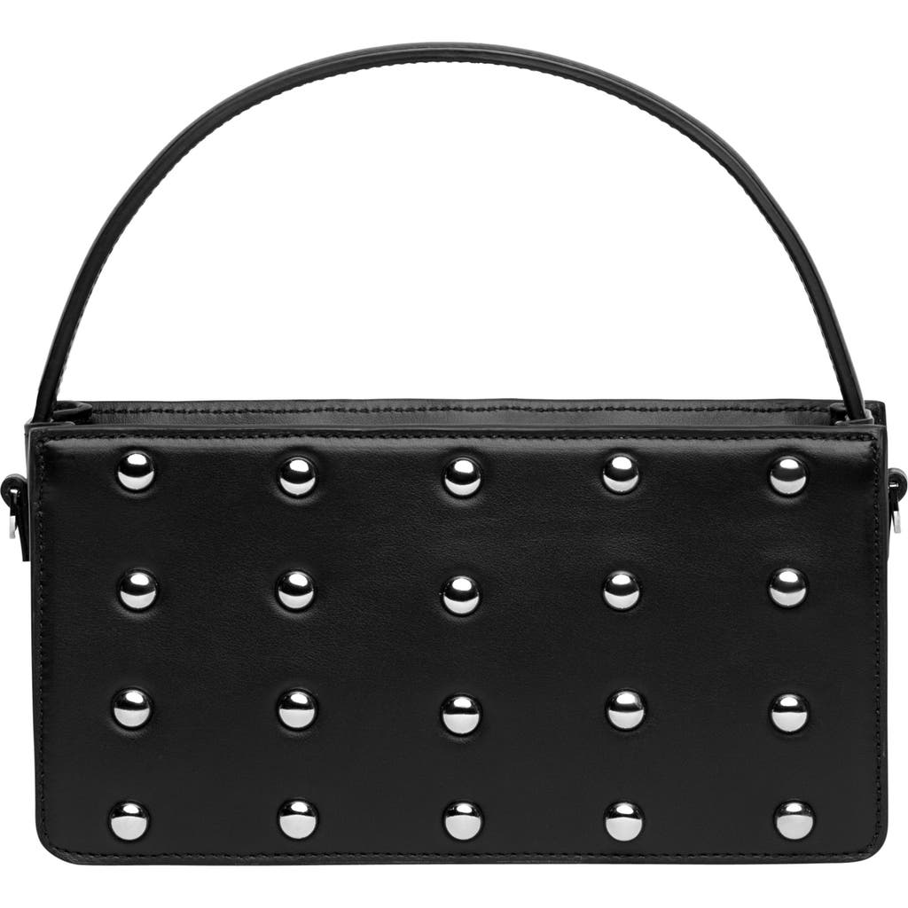 Liselle Kiss Logan Studded Leather Top Handle Bag In Black/silver