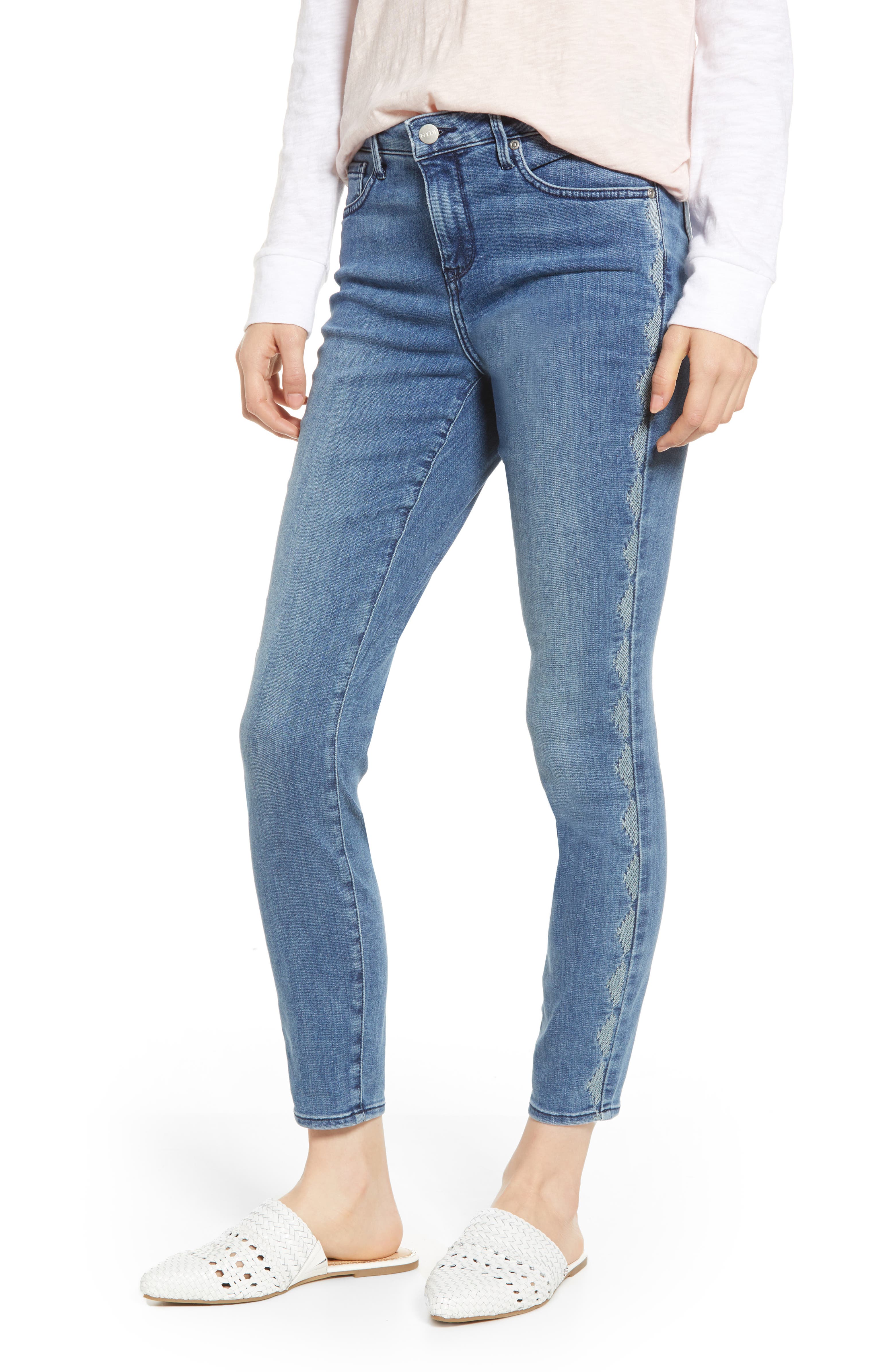 NYDJ Ami Ikattile Embroidered Side Stretch Skinny Jeans (Aquino ...