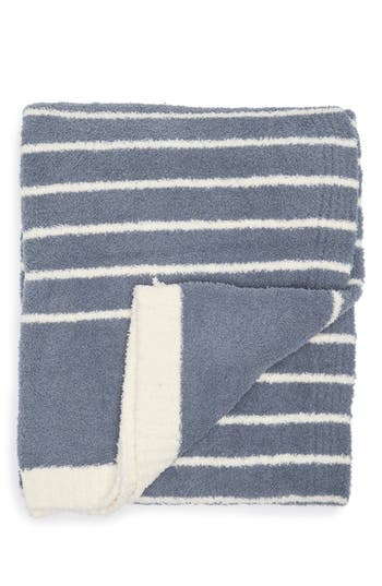 Barefoot Dreams ® Cozychic® Horizontal Stripe Throw Blanket In Shadow Blue-cream