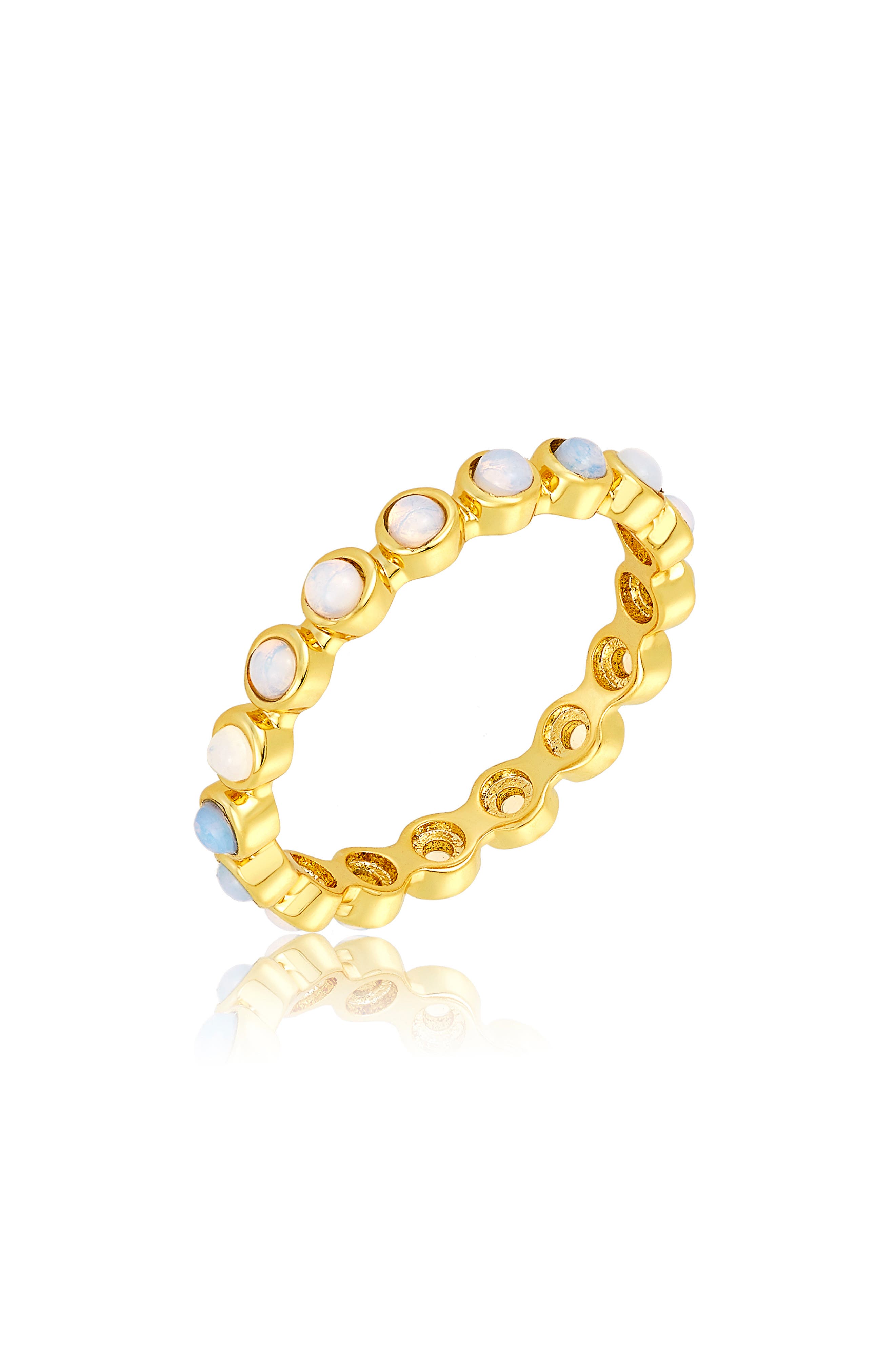 Adornia 14k Gold Bezel Imitation Opal Eternity Ring In White