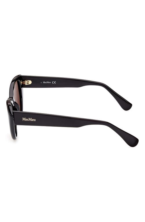Shop Max Mara 51mm Cat Eye Sunglasses In Shiny Black/brown