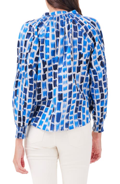 Nic + Zoe Brushstrokes Print Pullover Top In Blue Multi