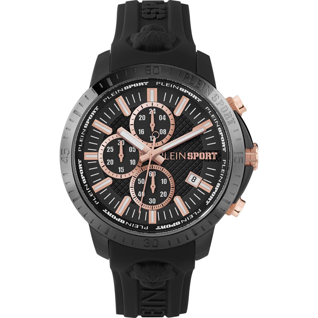 Philipp Plein Sport Camo Dial Three-hand Quartz Silicone Strap Watch, 43mm In Black Black