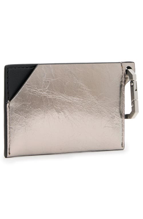 Shop Allsaints Hex Leather Cardholder In Gunmetal Grey