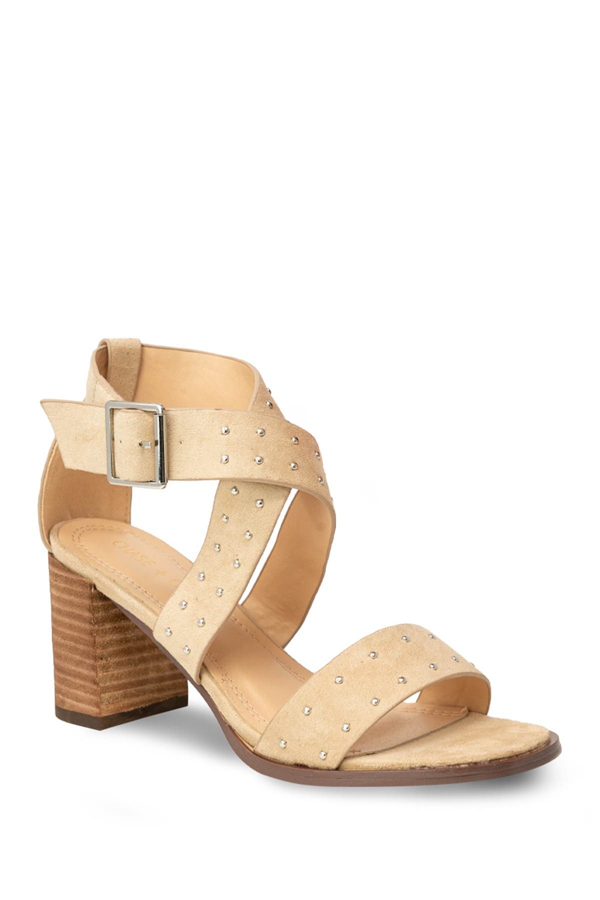 studded block heel sandal