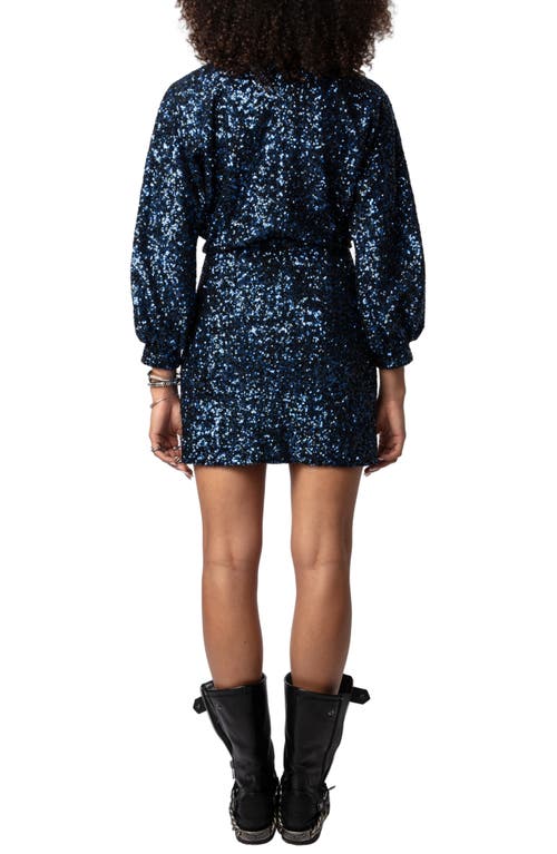 Shop Zadig & Voltaire Rui Sequin Long Sleeve Minidress In Encore