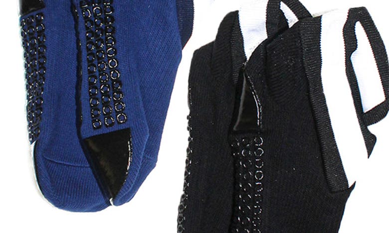 Arebesk Varsity Assorted 2-pack Ankle Grip Socks In Black - Navy