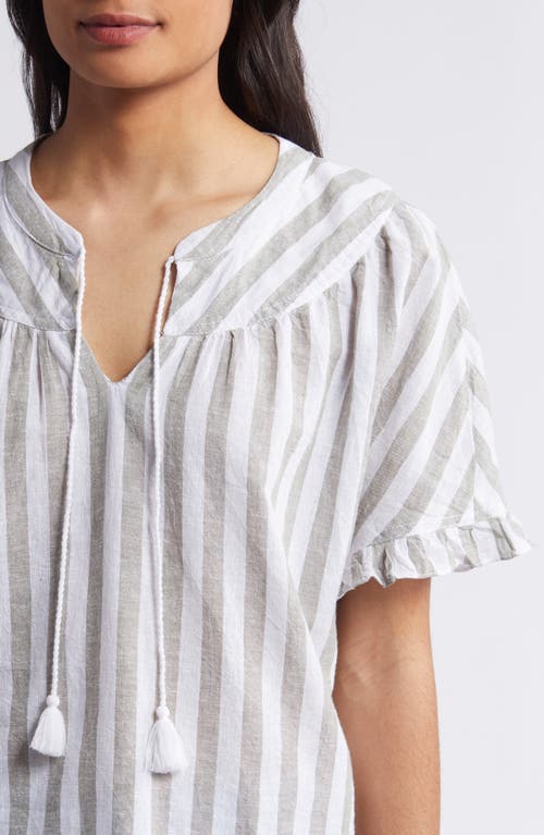 Shop Beachlunchlounge Leia Stripe Linen & Cotton Top In Tennis Field