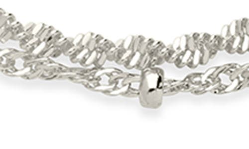 Sterling Forever Kyra Layered Chain Anklet In Silver