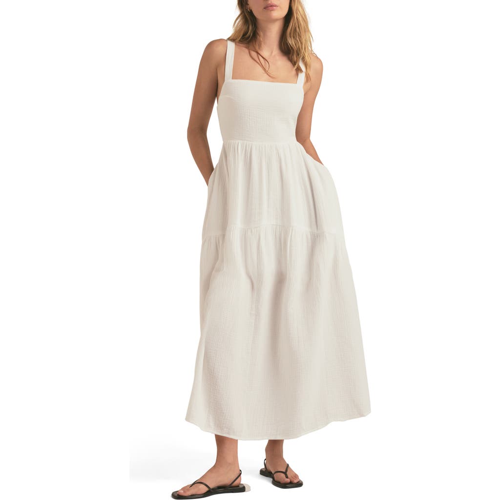 Favorite Daughter The Go To Tiered Bow Cotton Gauze Sundress In White