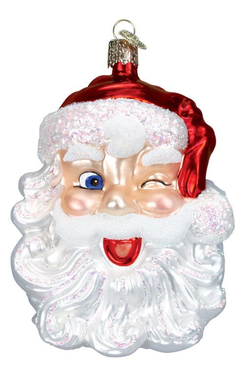 Old World Christmas Winking Santa Glass Ornament In Red/white