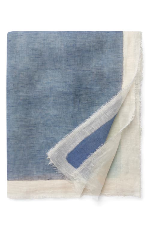 SFERRA Pitura Cotton & Linen Throw Blanket in Navy/Aqua at Nordstrom