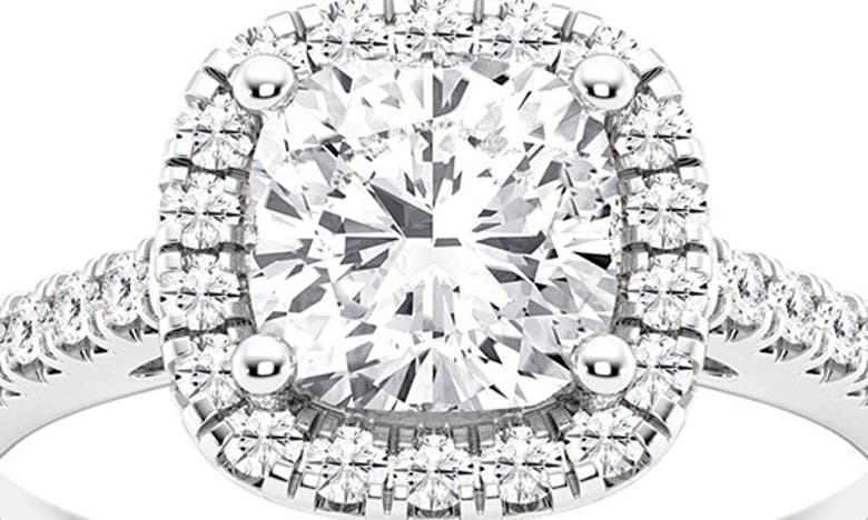 Badgley Mischka Cushion Cut Lab Created Diamond Halo Ring In White