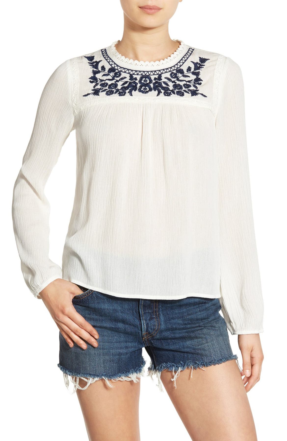 Intu Embroidered Woven Blouse | Nordstrom