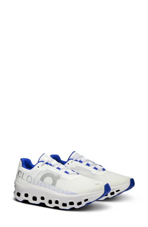 On Cloudmster Lny Running Shoe In White/indigo