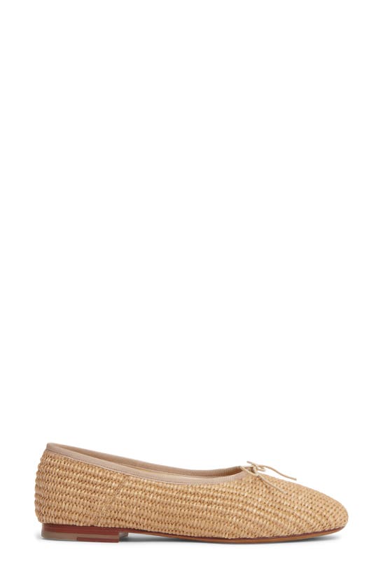Mansur Gavriel Bow-detailed Raffia Ballet Flats In Natural