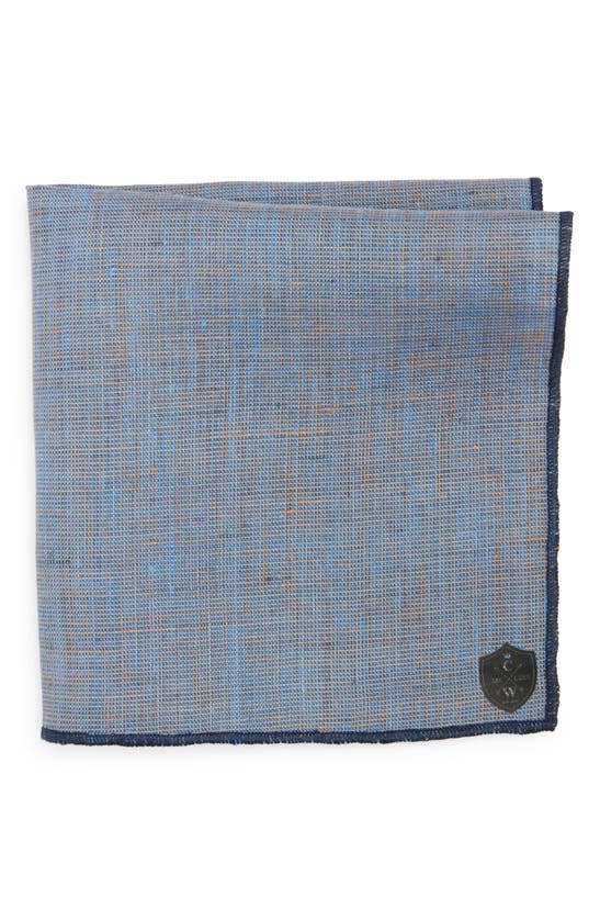 Shop Clifton Wilson Crosshatch Linen Pocket Square In Blue