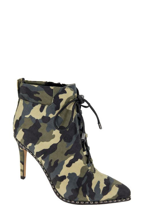 bcbg Hinna Pointy Toe Lace-Up Bootie in Camo Microsuede at Nordstrom, Size 7