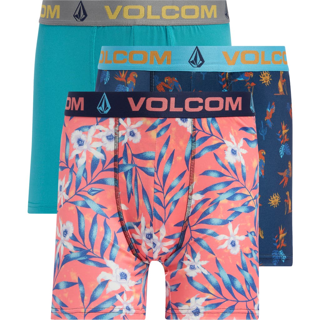 Volcom 3-pack Boxer Briefs In Navy/teal/peach