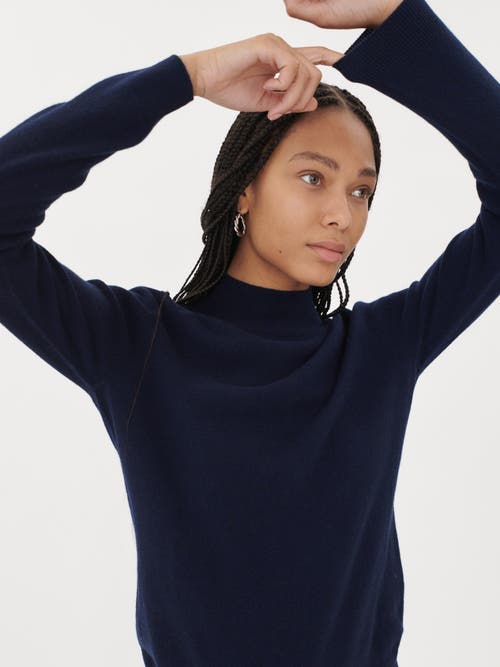 Gobi Cashmere Cashmere Mock Neck Sweater In Navy
