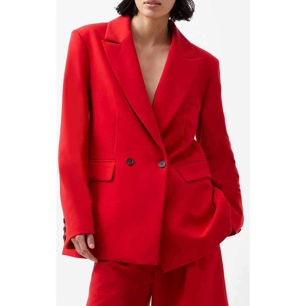 French Connection Double Breasted Peak Lapel Blazer In Mars Red