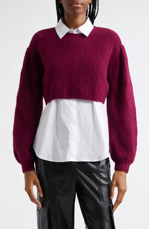 Shop Cinq À Sept Landry Layered Sweater In Star Apple/white