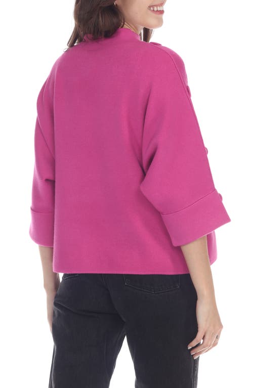 Rain And Rose Button Detail Sweater In Fuchsia
