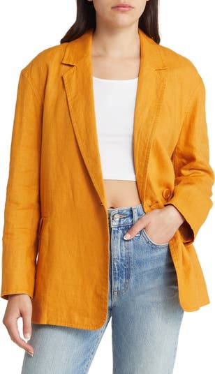 Yellow linen 2025 blazer womens