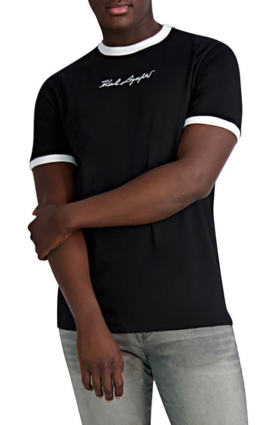 Karl Lagerfeld Signature Logo T-shirt In Black