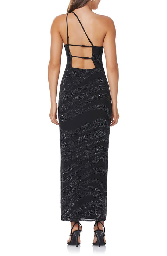 Shop Afrm Foley Rhinestone Stripe Asymmetric Dress In Noir