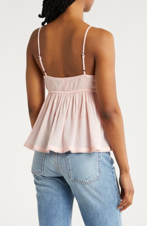 Shop Abound Tie Front Cotton Babydoll Camisole In Pink Sky