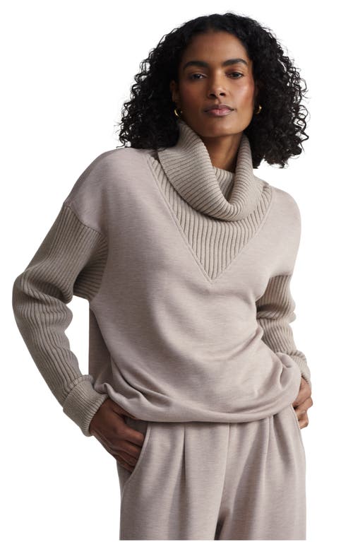 Varley Hannah Cowl Neck Sweatshirt In Taupe Marl