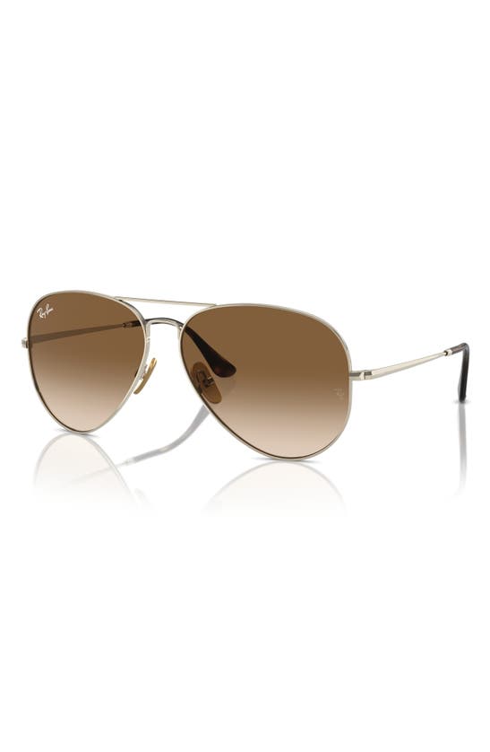Shop Ray Ban Ray-ban 62mm Gradient Pilot Oversize Aviator Sunglasses In Gold Flash