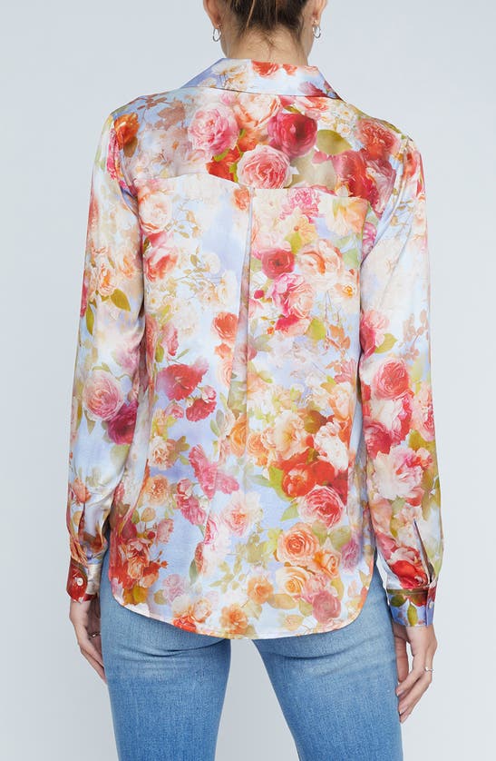 Shop L Agence Tyler Floral Print Silk Shirt In Pink Multi Soft Cloud Floral