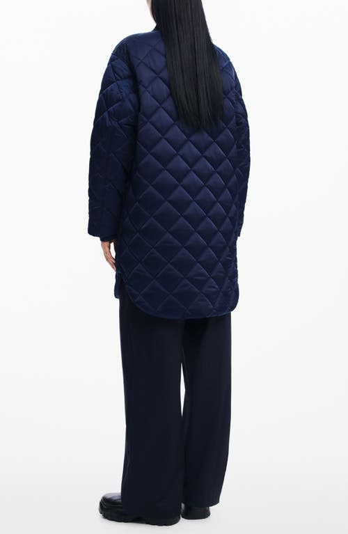 Shop Desigual Oslo Diamond Quilted Coat In Blue