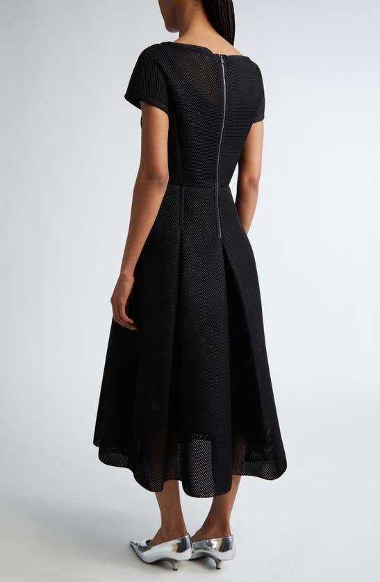 Max Mara Kiens Bateau Neck Techno Mesh Midi Dress In Black
