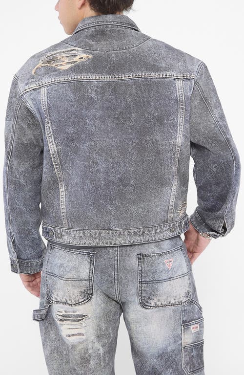 Shop Guess Originals Go Print Denim Trucker Jacket In Gpme