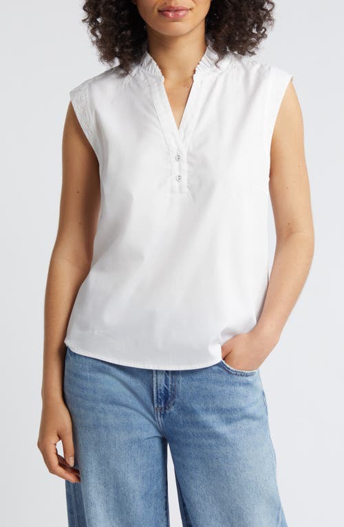 Embroidered Sleeveless Top in Off White