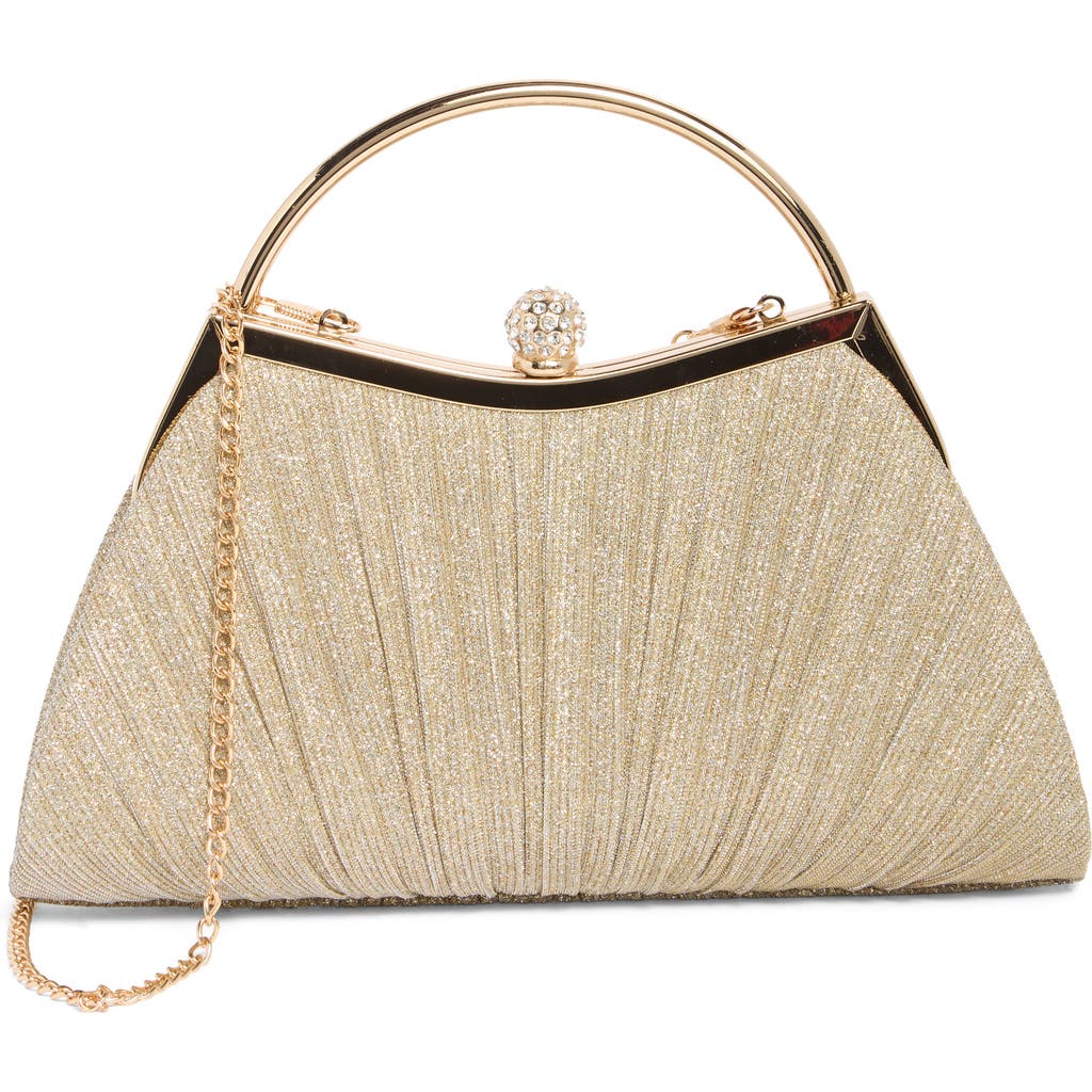 Alessia Bianchi Glitter Curve Frame Clutch<br /> In Champagne